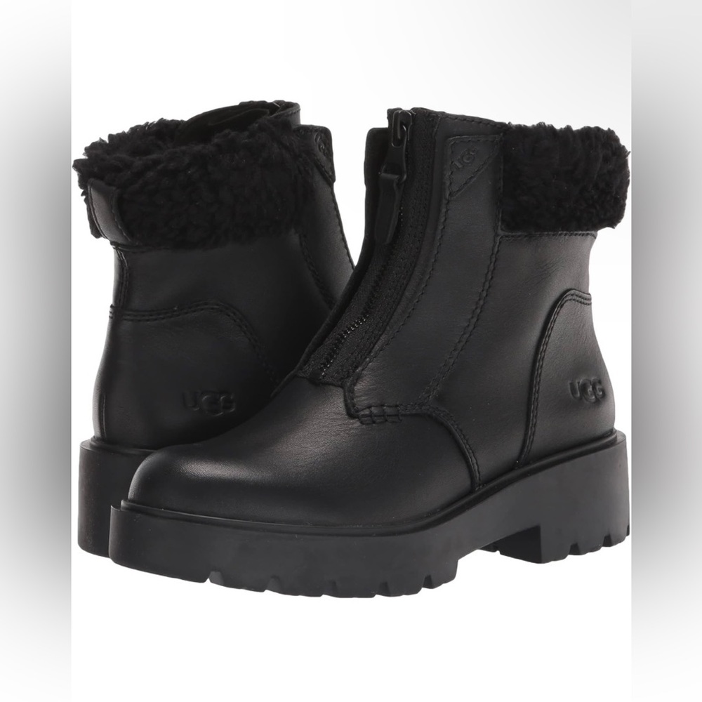 UGG Czeriesa Waterproof Leather Combat Boots - Size 6